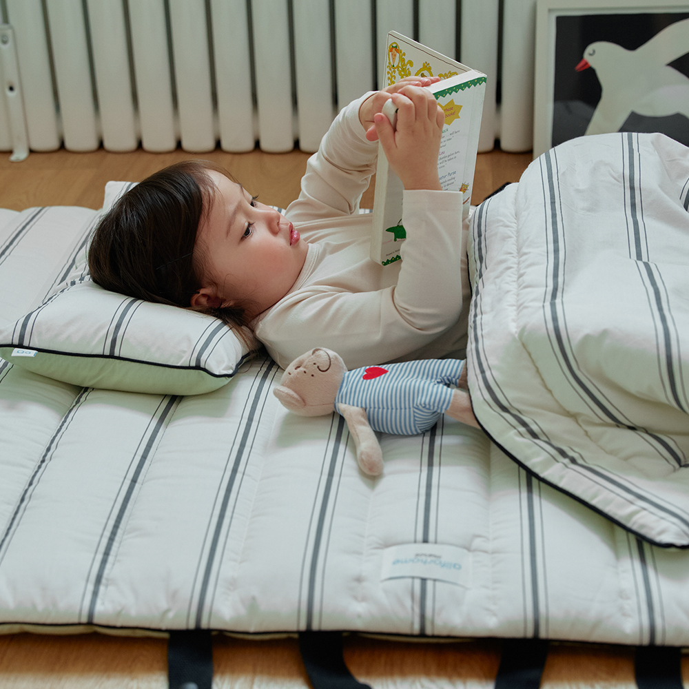 올포홈 프렌치 낮잠이불 분리형 어린이집 낮잠패드 블랙 스트라이프