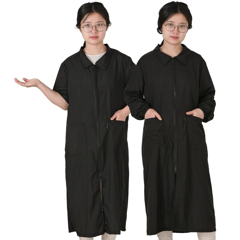 방수 애견 미용사 유니폼 작업복 가운 펫샵 블랙 긴팔 블랙 반팔 M - 상세 이미지 2