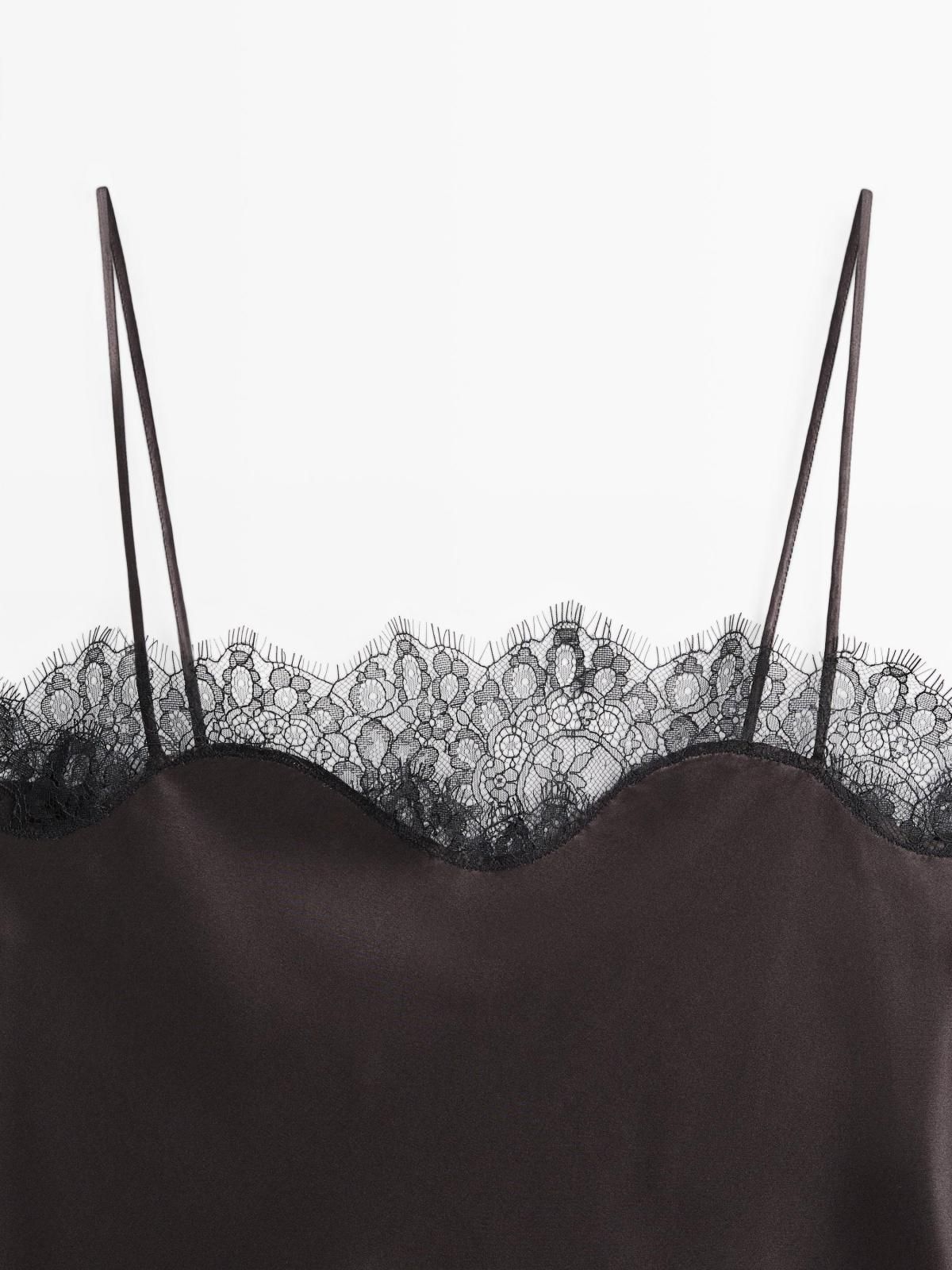 마시모두띠 새틴 레이스 캐미솔 탑 9231/952 MOLE BROWN - 상세 이미지 3
