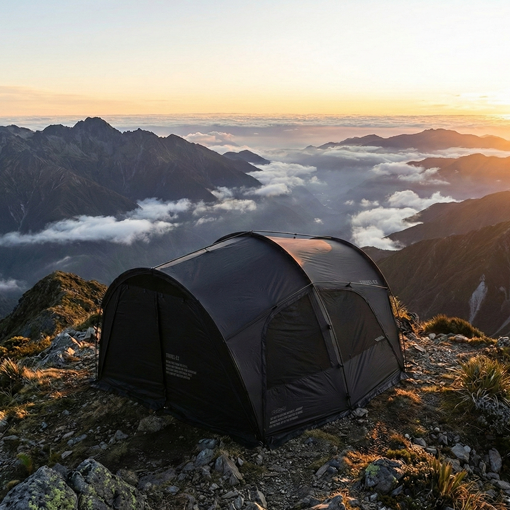 카고컨테이너 터널 EX 텐트 4인용 터널형 돔형 쉘터 DAC 폴 쉐도우블랙