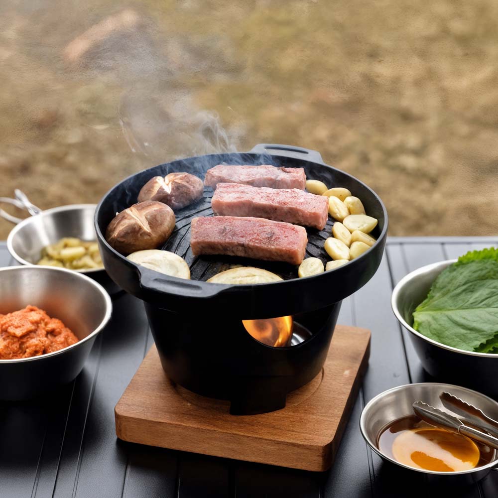 미니그릴화로 풀세트 혼술 혼밥 가정용 바베큐 1인용 불판 숯불 개인화로