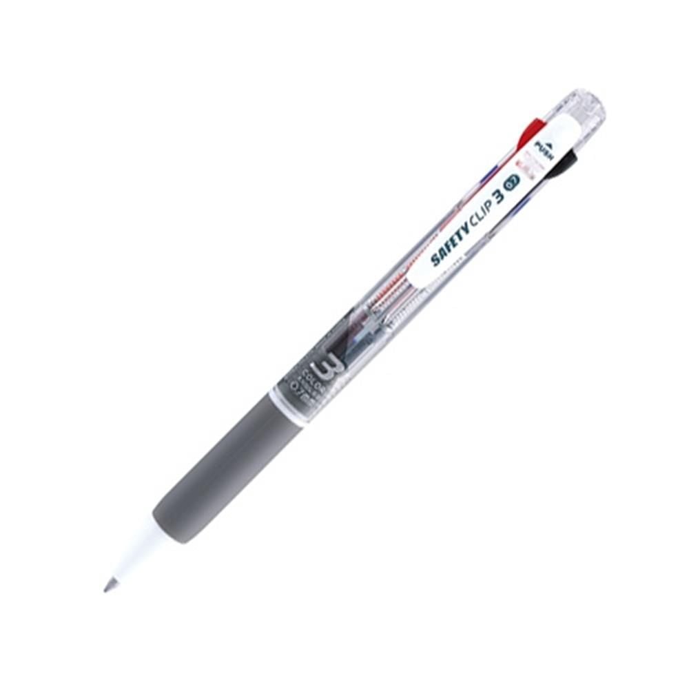 세이프티클립3색 볼펜 0.7mm 그레이 12개입 필기 삼색 - 상품 이미지