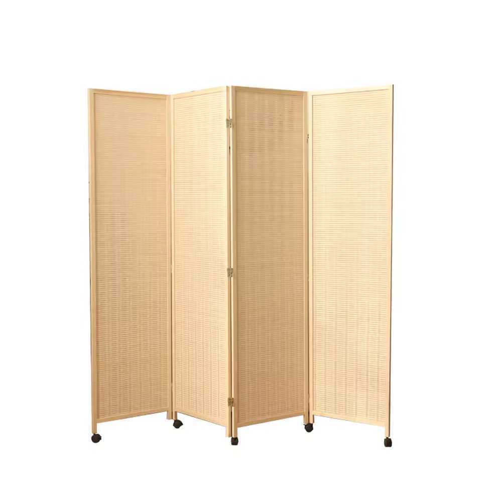바퀴 파티션 접이식 스크린 이동식 실내 공간 구획 40x200cm 4패널 - 상품 이미지