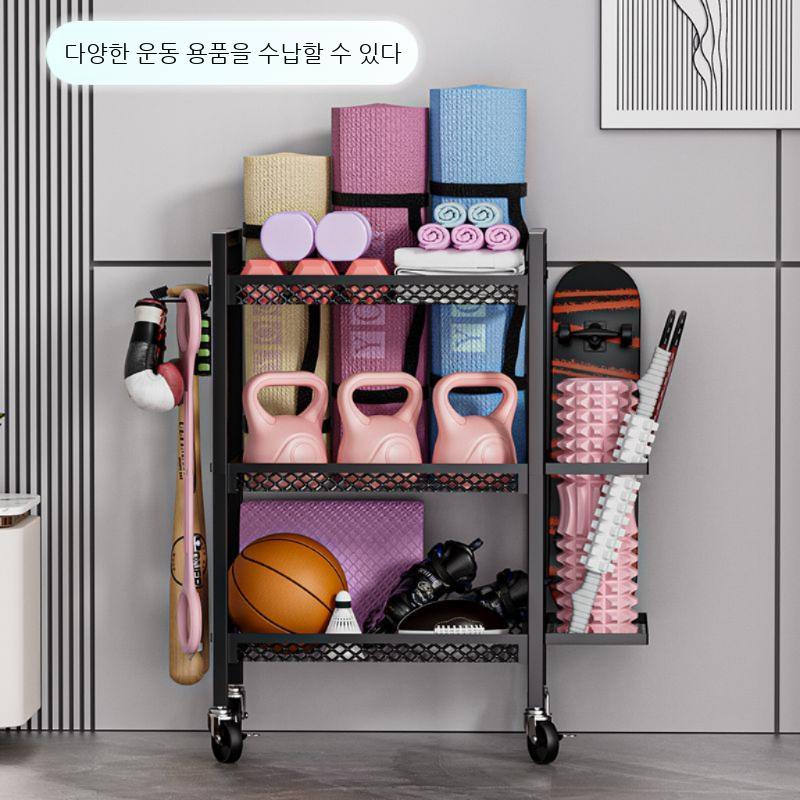 운동기구 보관함 이동식 폼롤러 도구 정리 헬스장 거치대 피트니스 공 매트 - 상세 이미지 5
