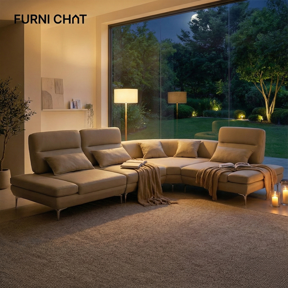 퍼니챗 샤르니 5인용 코너형 비건가죽 이지클린 기능성 스윙 소파