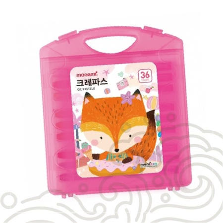 크레파스 오일파스텔 아동미술용품 여우캐릭터 핑크케이스 색칠도구 그림그리기 크레용 미술놀이