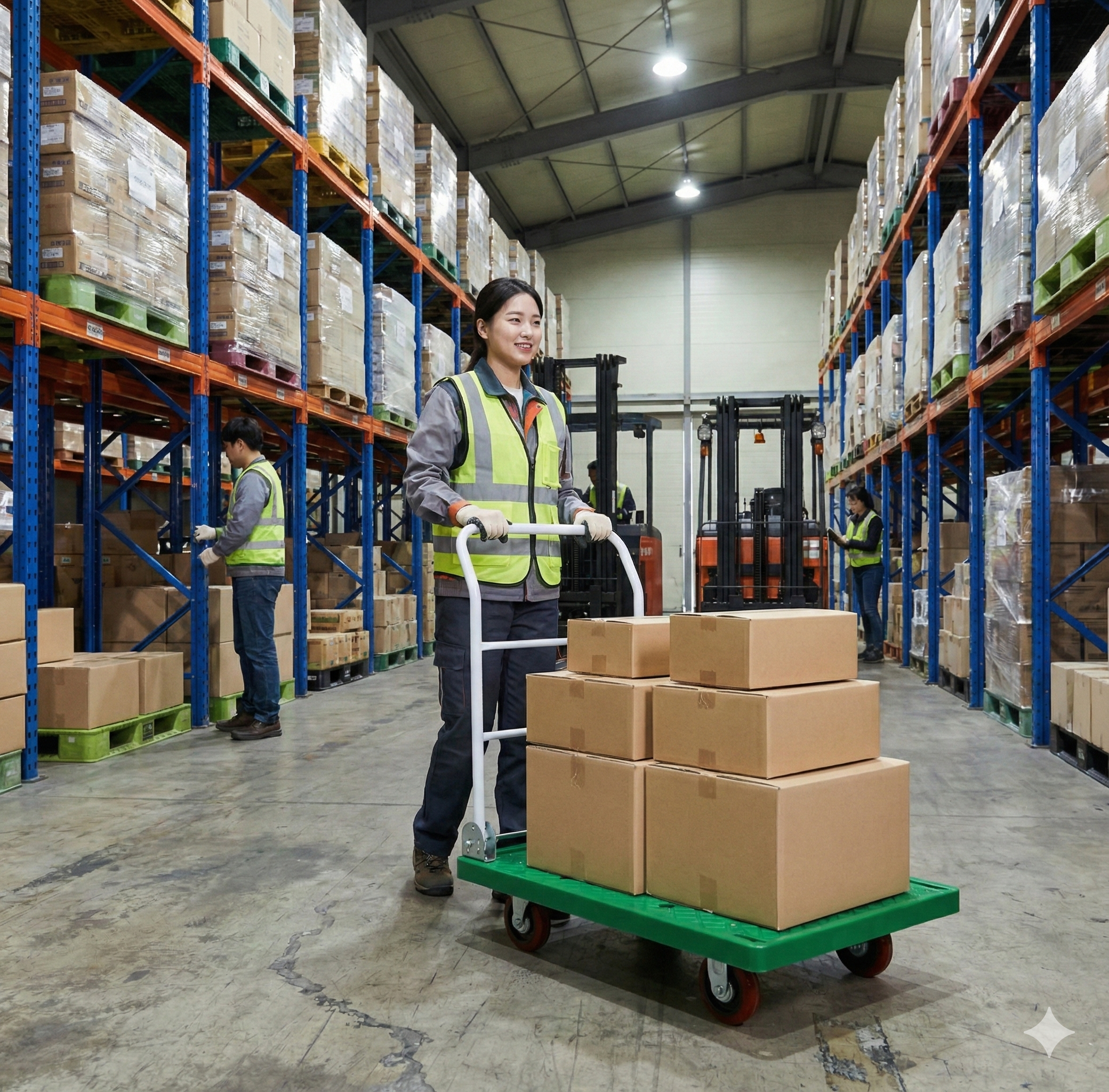 택배 구루마 접이식 대형 구르마 밀차 끌차 대차 그린 이미지 4