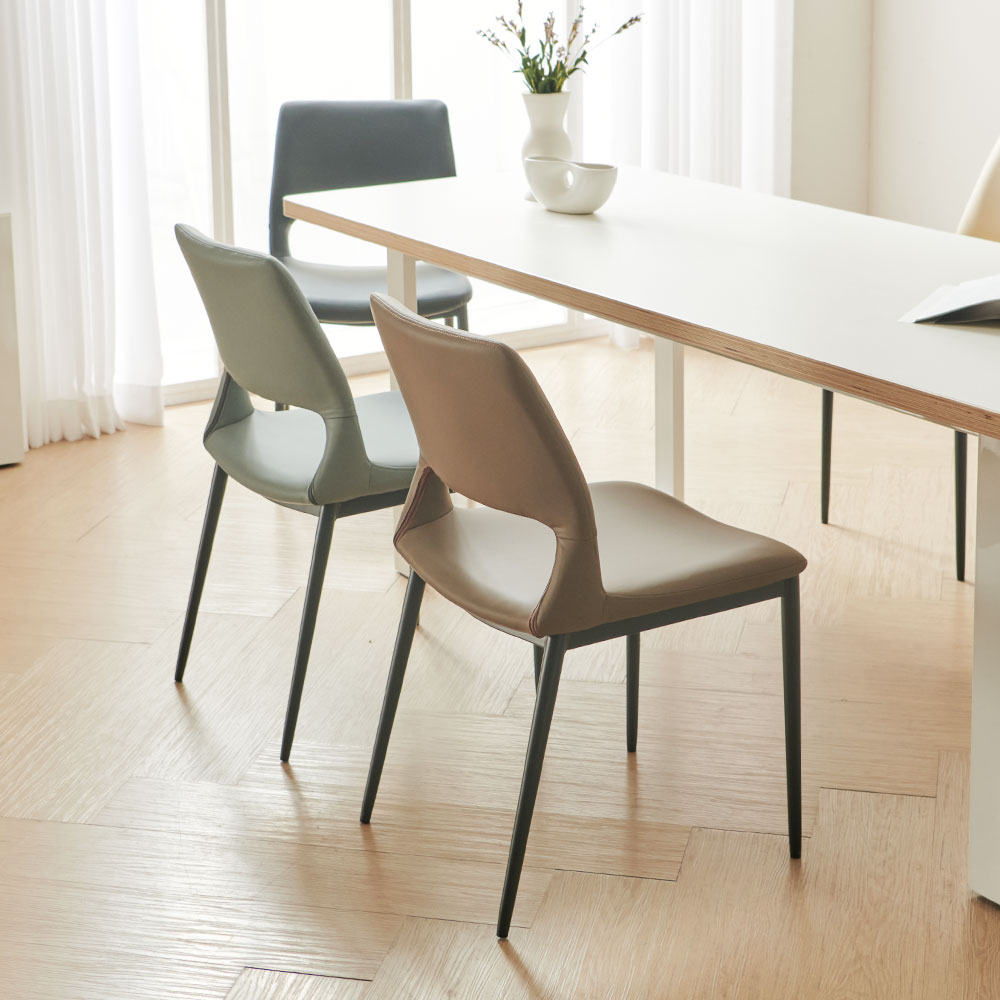 샤프 다이닝체어 실리콘 가죽 편한 식탁의자 테이블의자 아이보리