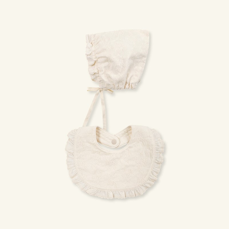 유럽풍 빌리 로벨리아 오가닉 프릴 아기 턱받이 / 보넷 신생아 빕 아기 모자 침받이 이유식받침