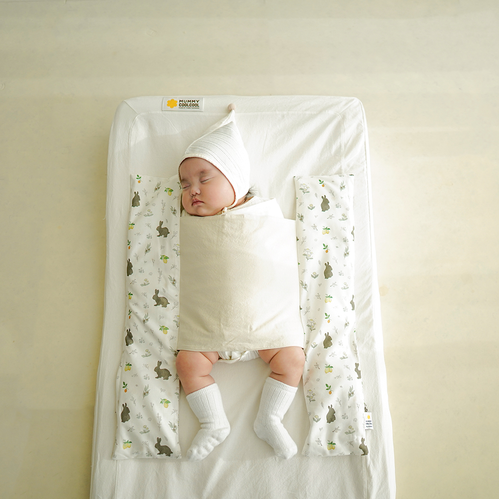 머미쿨쿨 크롭 좁쌀이불 아기태열이불 모로반사 방지 신생아 출산선물 옆잠베개 베이지첵첵