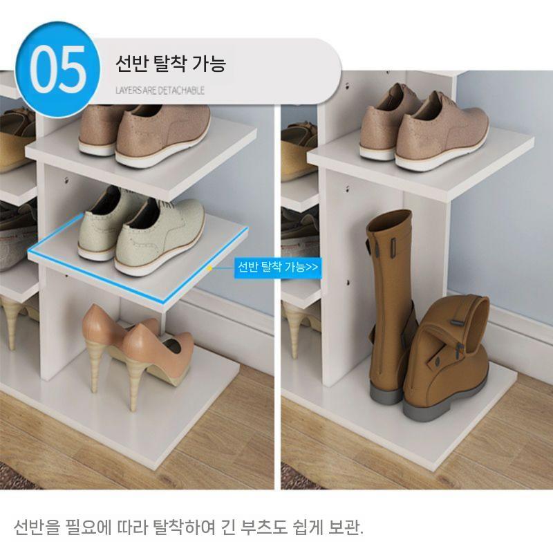 현관 틈새신발장 조립식 코너 신발장 5층 따뜻한 흰색 벨트 캐비닛 - 상세 이미지 5