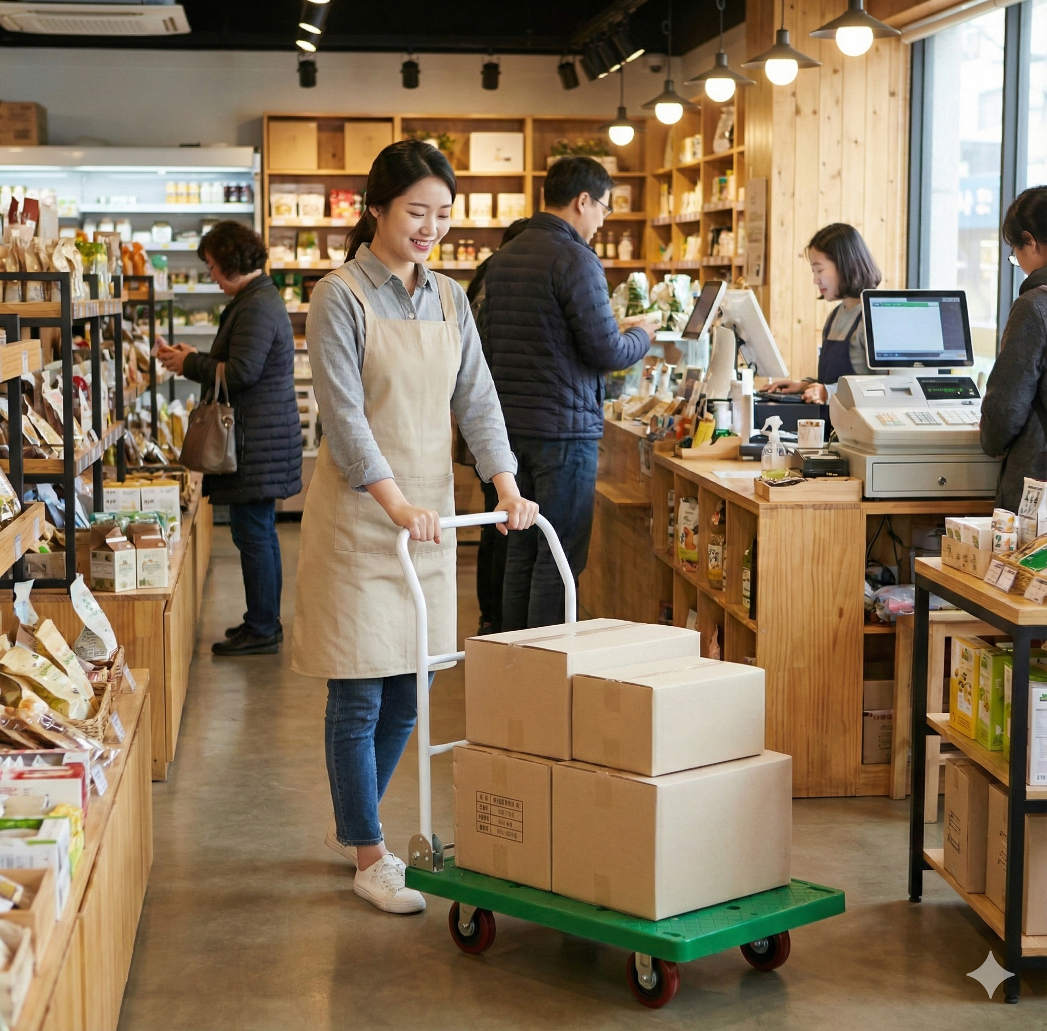 택배 구루마 접이식 대형 구르마 밀차 끌차 대차 그린 이미지 3