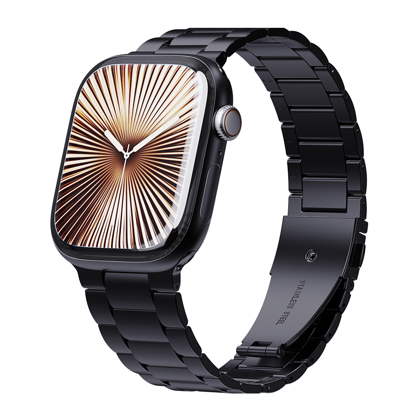 애플워치 SE3 SE2 11 스트랩 메탈 라이트 밴드 42/44/45/46/49MM, 블랙 - 상품 이미지