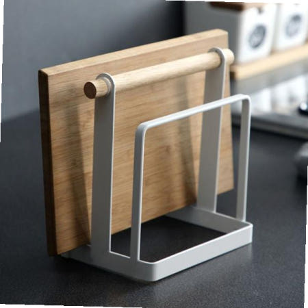 도마스틸 2구 화이트 스틸 도마거치대