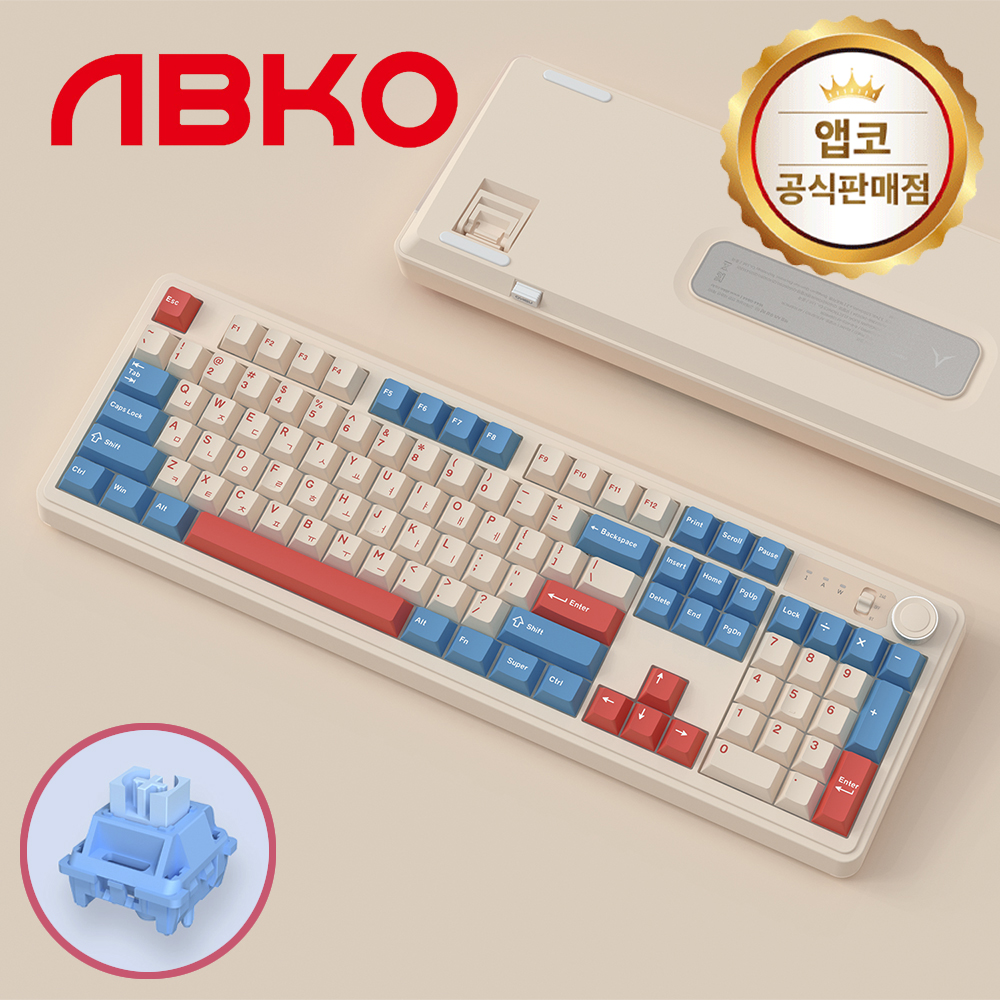 앱코 AF108PRO ABKO x SOAI 콜라보 3모드 키보드 코랄블루, 경해축, 46g - 상품 이미지