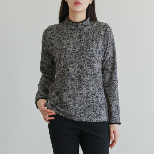 엄마옷 조이마담 T51823 플라워패턴 레이스 티셔츠 중년여성의류 - 메인 이미지