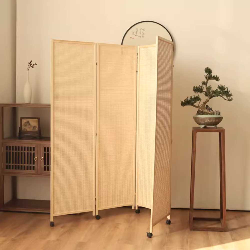 바퀴 파티션 접이식 스크린 이동식 실내 공간 구획 40x200cm 4패널 - 상세 이미지 5