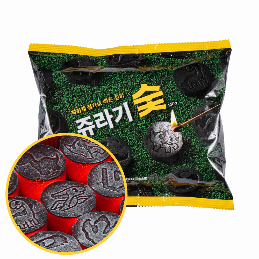 꾸버스 공룡 숯 1kg 쥬라기 차콜 캠핑 바베큐 구이용 숯불 고기 착화제 원터치 5초 점화 이미지 8