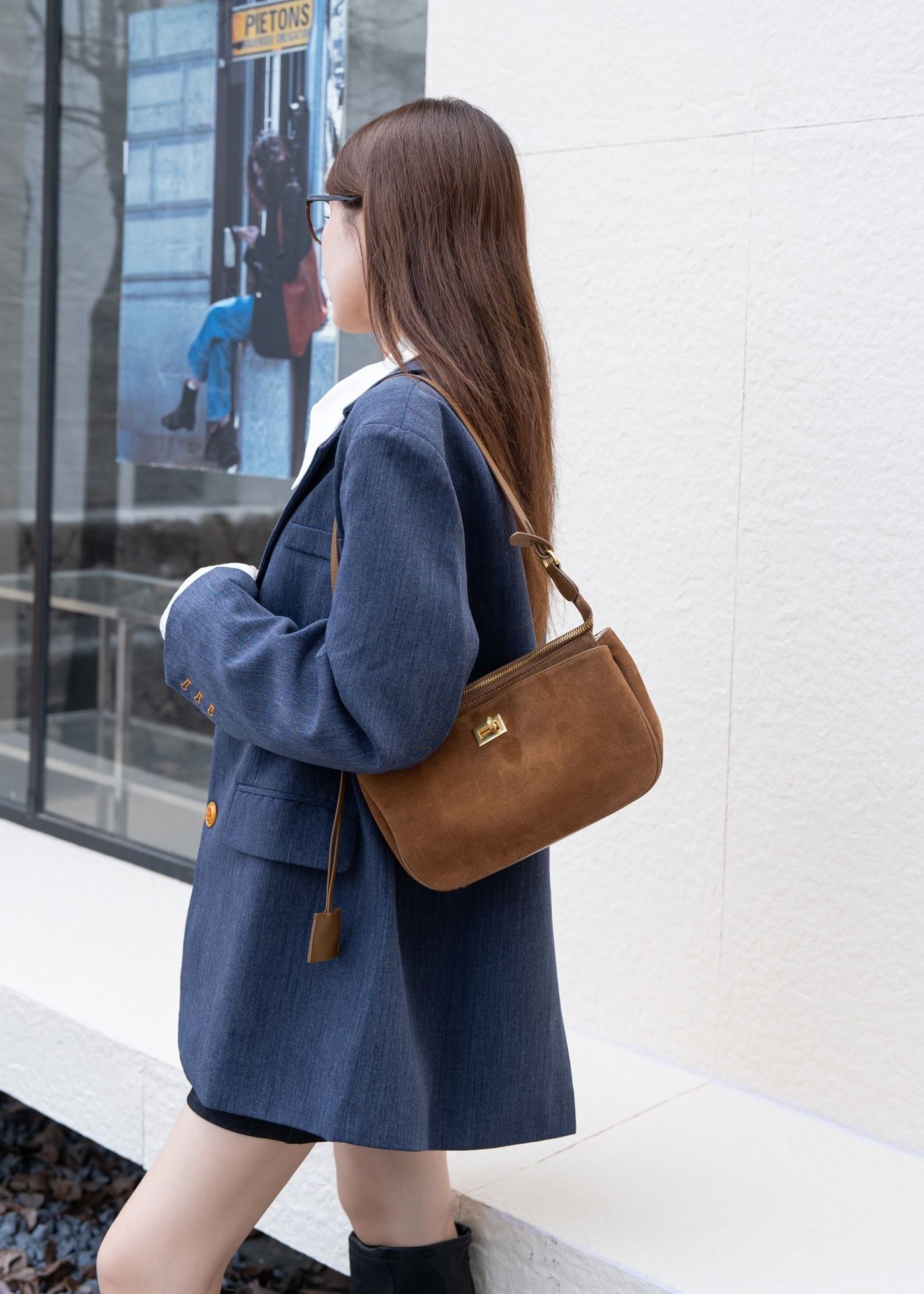 여성 소가죽 숄더백 데일리 크로스백 고급스러운 무광 가죽 가방 출퇴근용 직장인 가방 - 상세 이미지 4