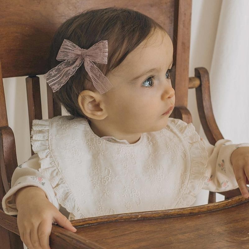 유럽풍 빌리 로벨리아 오가닉 프릴 아기 턱받이 / 보넷 신생아 빕 아기 모자 침받이 이유식받침