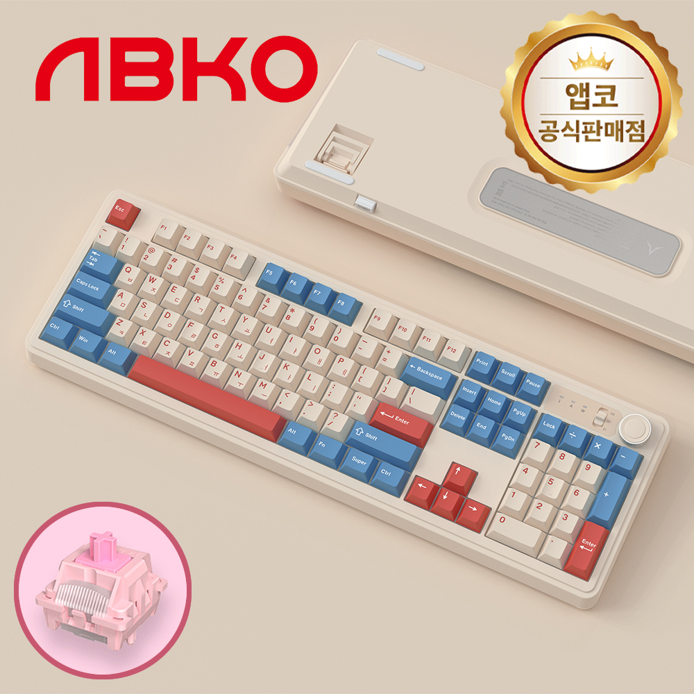 앱코 AF108PRO ABKO x SOAI 콜라보 3모드 키보드 코랄블루, 소복눈축, 42g - 상품 이미지