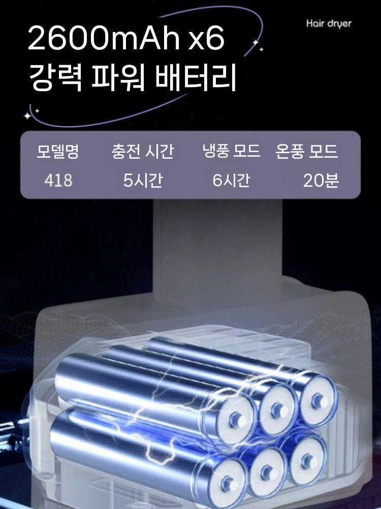 초경량 무선드라이기 간편 저소음 휴대용 여행용 충전식 - 상세 이미지 5