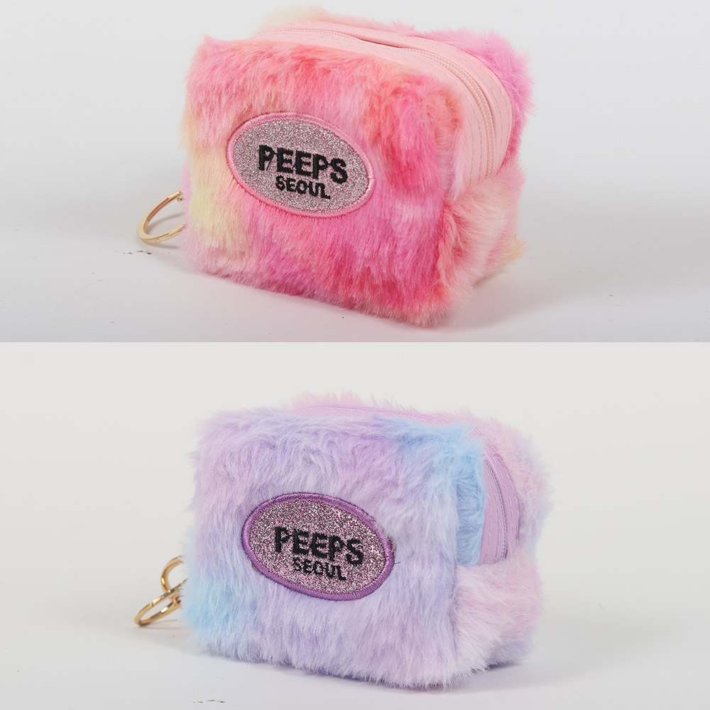 PEEPS Pastel Fur Pouch(Pink / Violet) 키링 파우치 - 상세 이미지 2