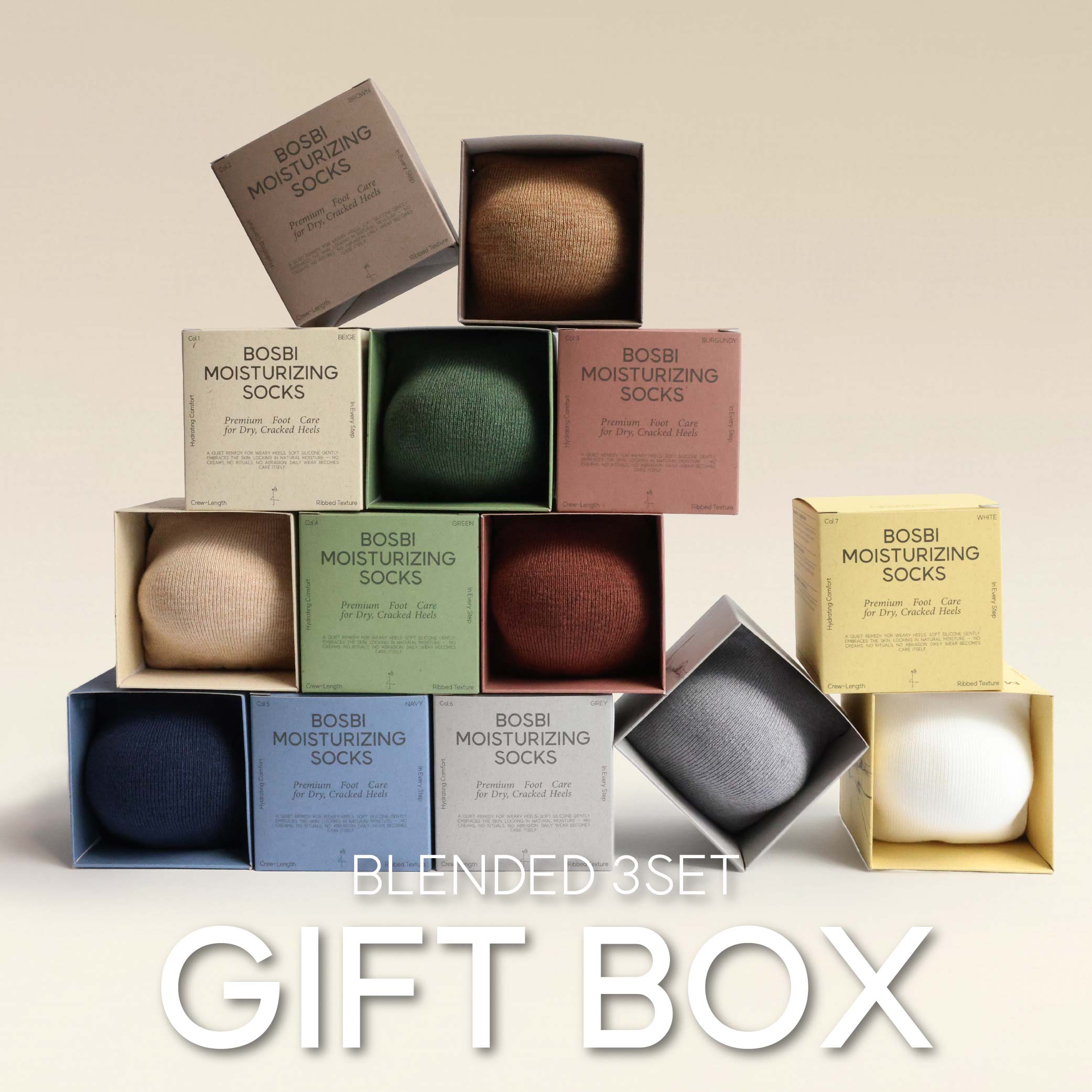[GIFT BOX 3SET] 블렌디드 보습양말 3켤레 선물세트 - 상품 이미지