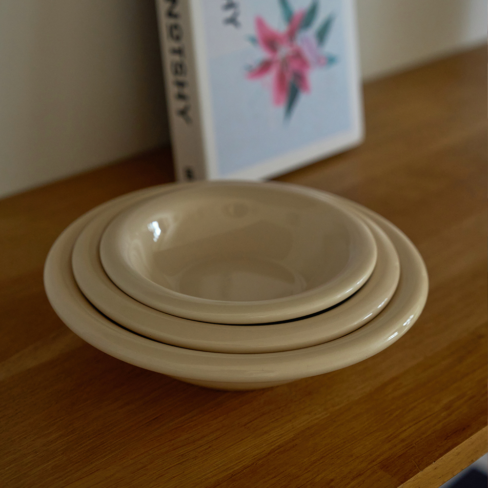 루테아 TRIO BOWL 3PCS(4color) 3단 그릇 스태커블 접시 핸드메이드 도자기 - 상세 이미지 5