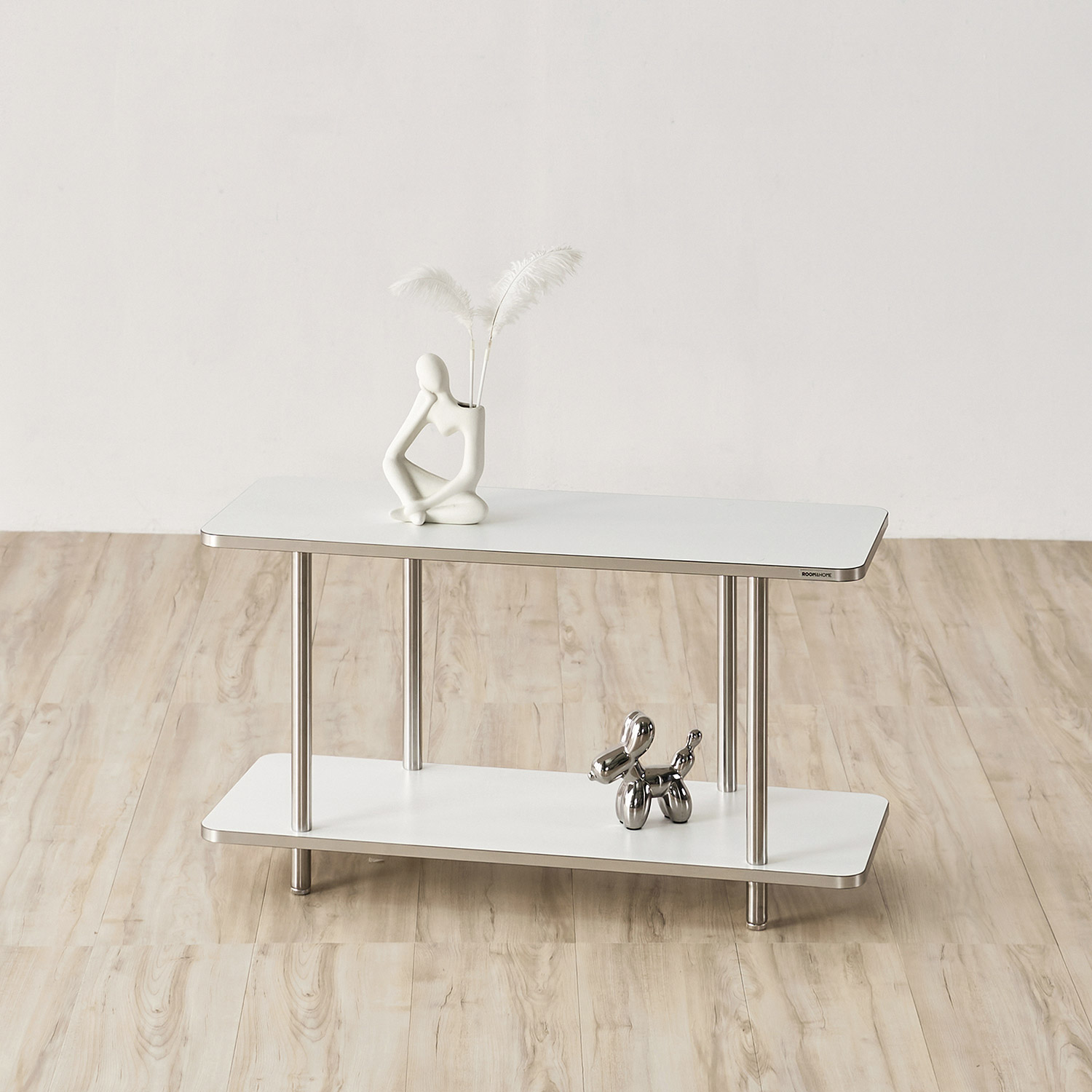 스탠리 엣지 사각 선반 수납 정리 거실 인테리어 800x300x440, 2단, 화이트 - 상품 이미지