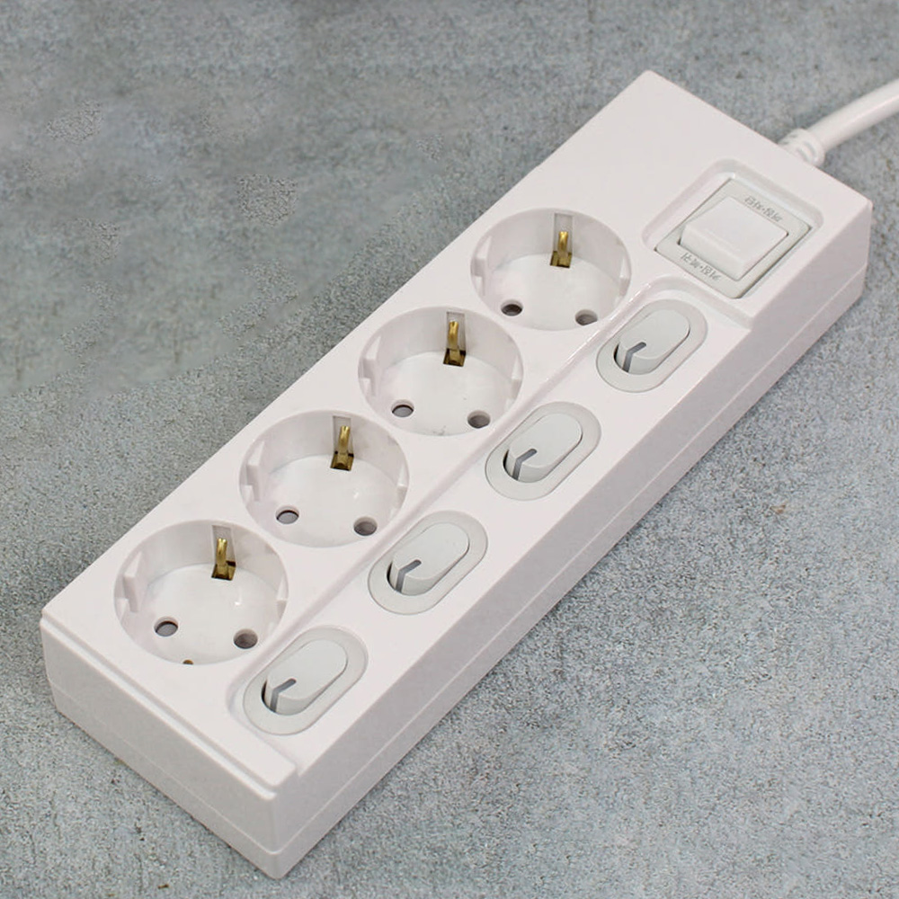 4구 개별접지 과부하차단 국산 안전 멀티탭 16A 고용량 콘센트 1.5m 제품 이미지