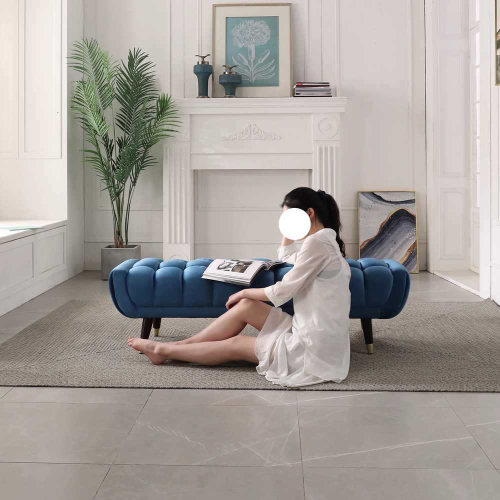 벤치 스툴 모던 디자인 거실 보조 의자 인테리어 100x45x45cm 핑크 - 상세 이미지 4