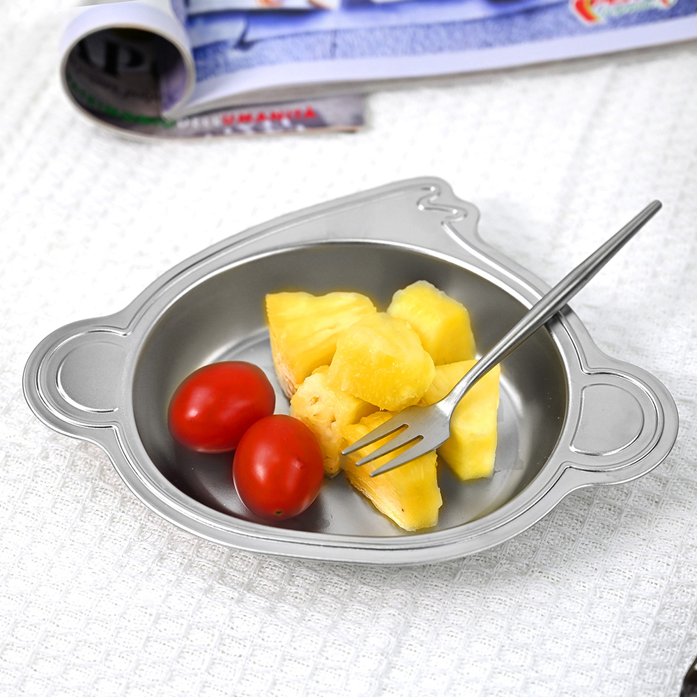 키친유 아기 원숭이 스텐 간식접시 이유식 스낵볼 디저트 과자 과일 그릇 어린이집 식기 이미지 8