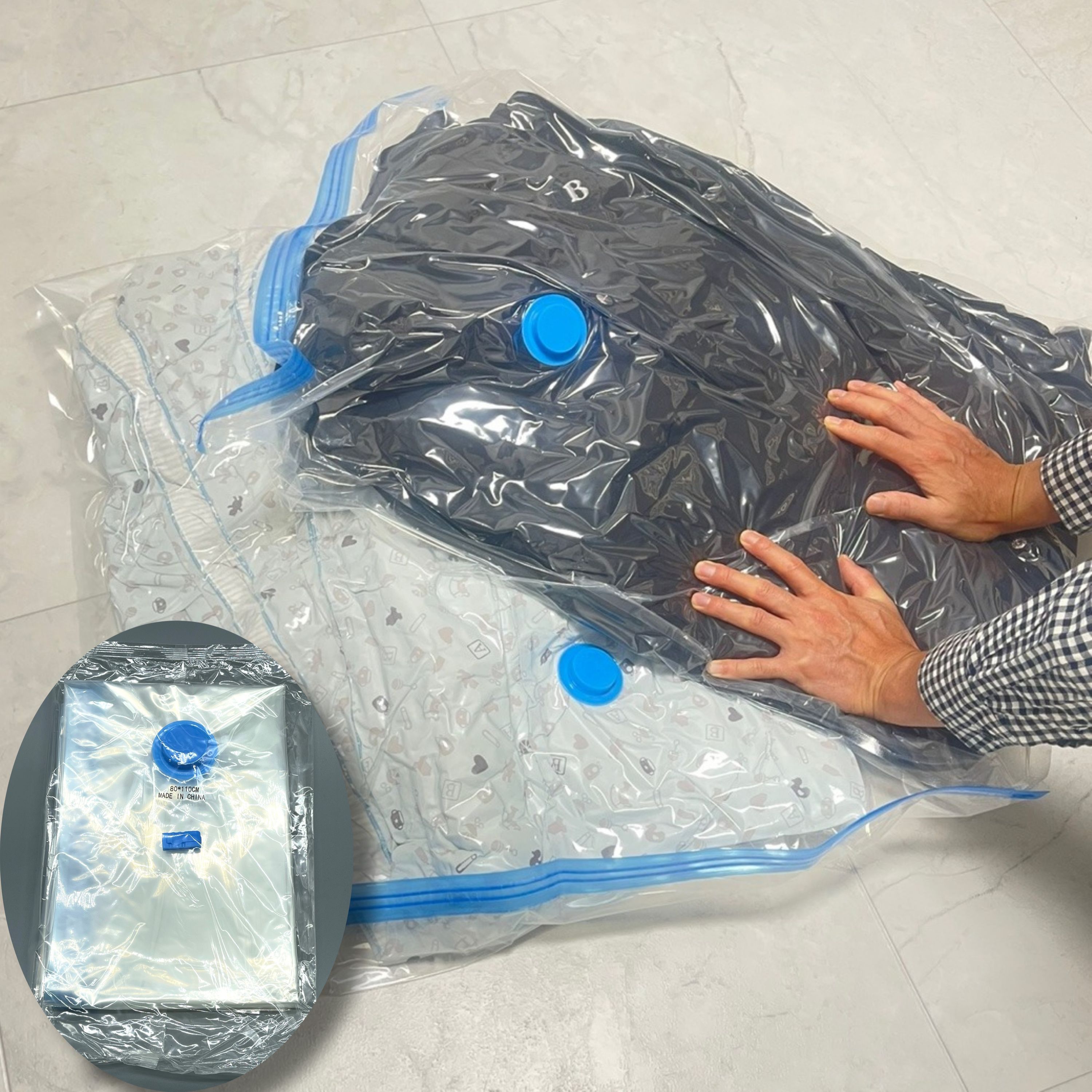 벨브형 진공 압축팩 이불 의류 투명 소형 40 X 60 cm - 메인 이미지