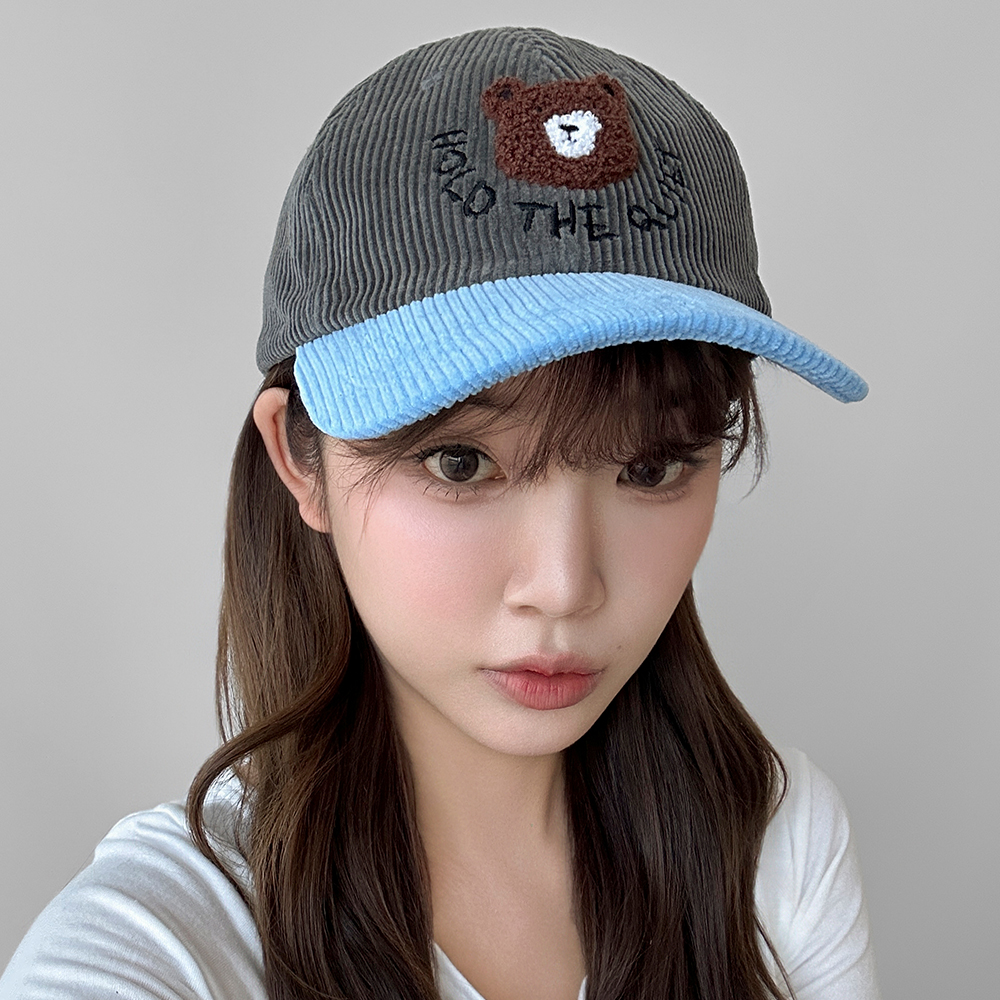 골덴 곰돌이 볼캡 겨울 캠프캡 야구모자 - 상세 이미지 2