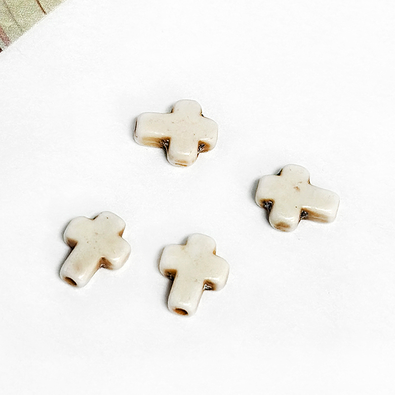 8x10mm 미니 십자가 천연석 직공 비즈 복음팔찌 (4개) - 상품 이미지
