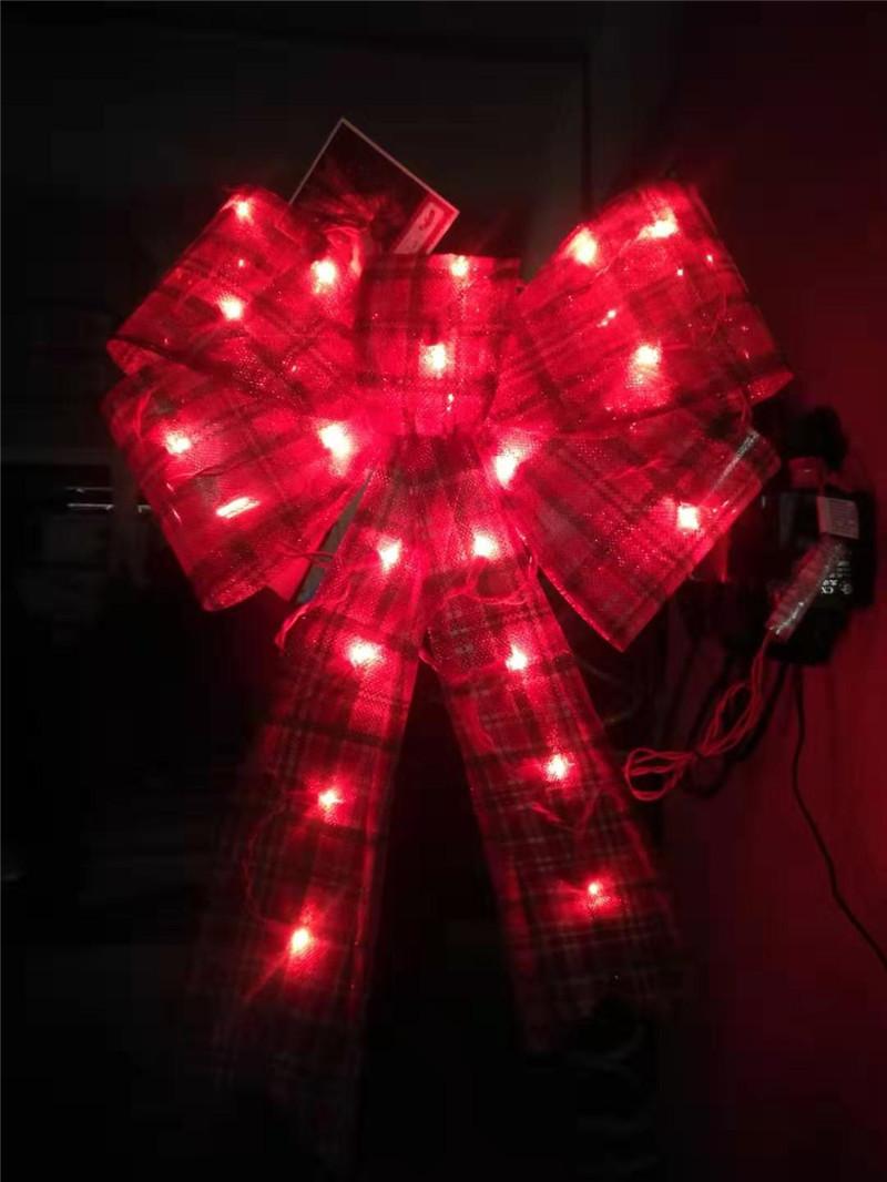 대형리본 LED 크리스마스 90cm 초대형 실외 조명기구 조형물 체크무늬 - 상품 이미지