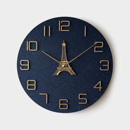 에떼르노 인테리어벽시계 에펠탑 다크블루 아트월 무타공 거실 무소음 벽시계