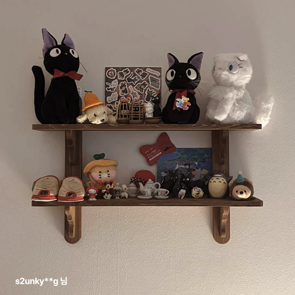 노르딕 원목벽선반 무타공선반 L, 2단, 다크브라운
