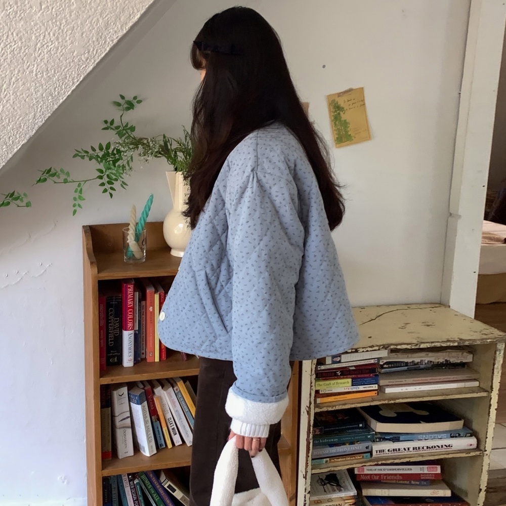 양면 숏패딩 플라워 퀼팅 리버시블 캐주얼 데일리 점퍼 - 상세 이미지 3