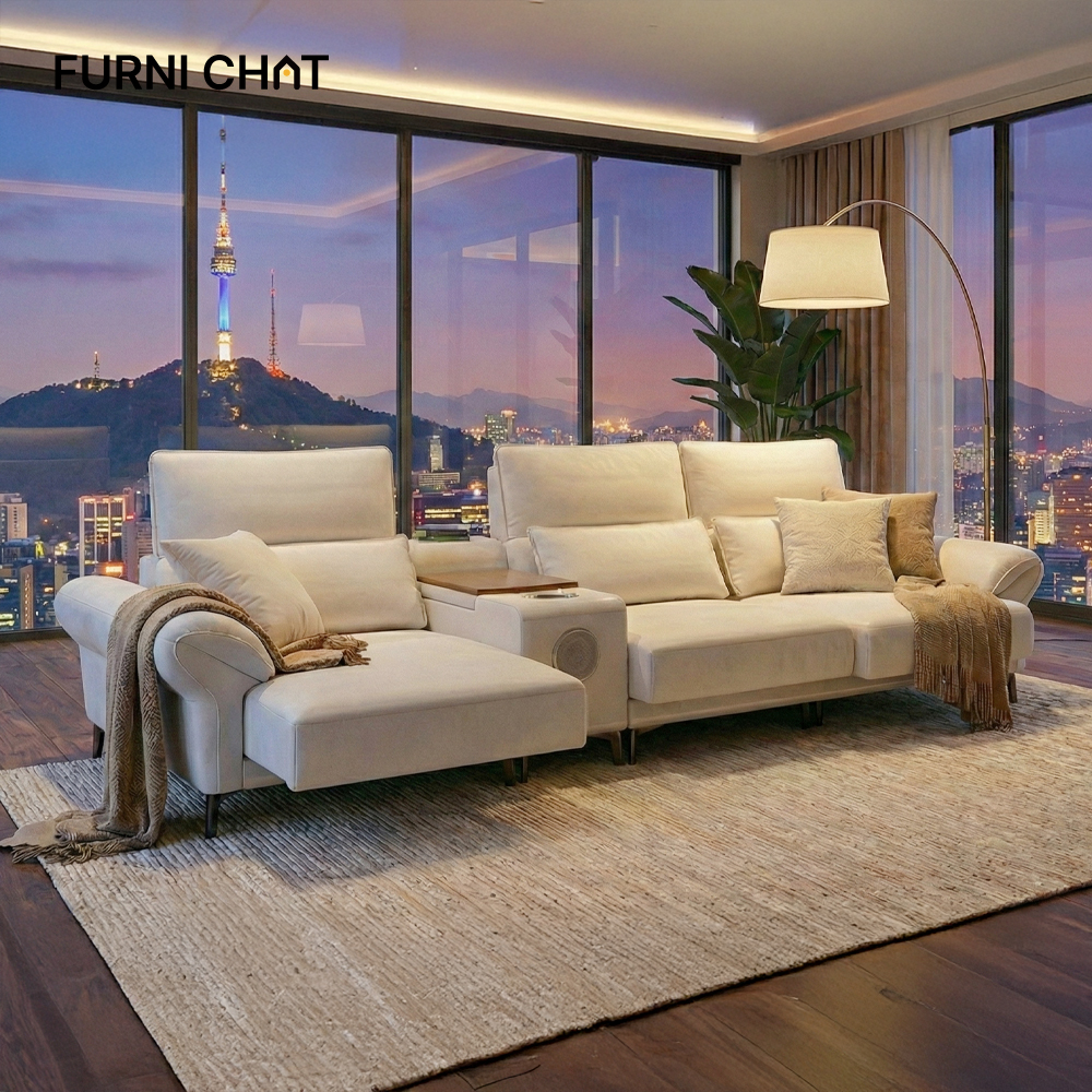 퍼니챗 몬스터 4인용 패브릭 리클라이너 소파 이지클린 슬라이딩 무빙 모션