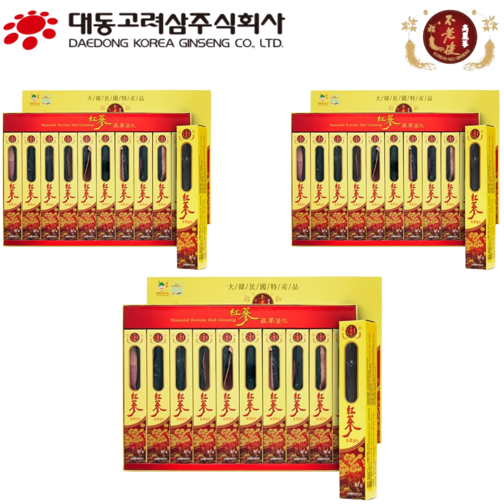 대동고려삼 프리미엄 홍삼 정과 30g 10개입 3박스 부모님 어르신 건강 영양 간식 선물 - 상품 이미지