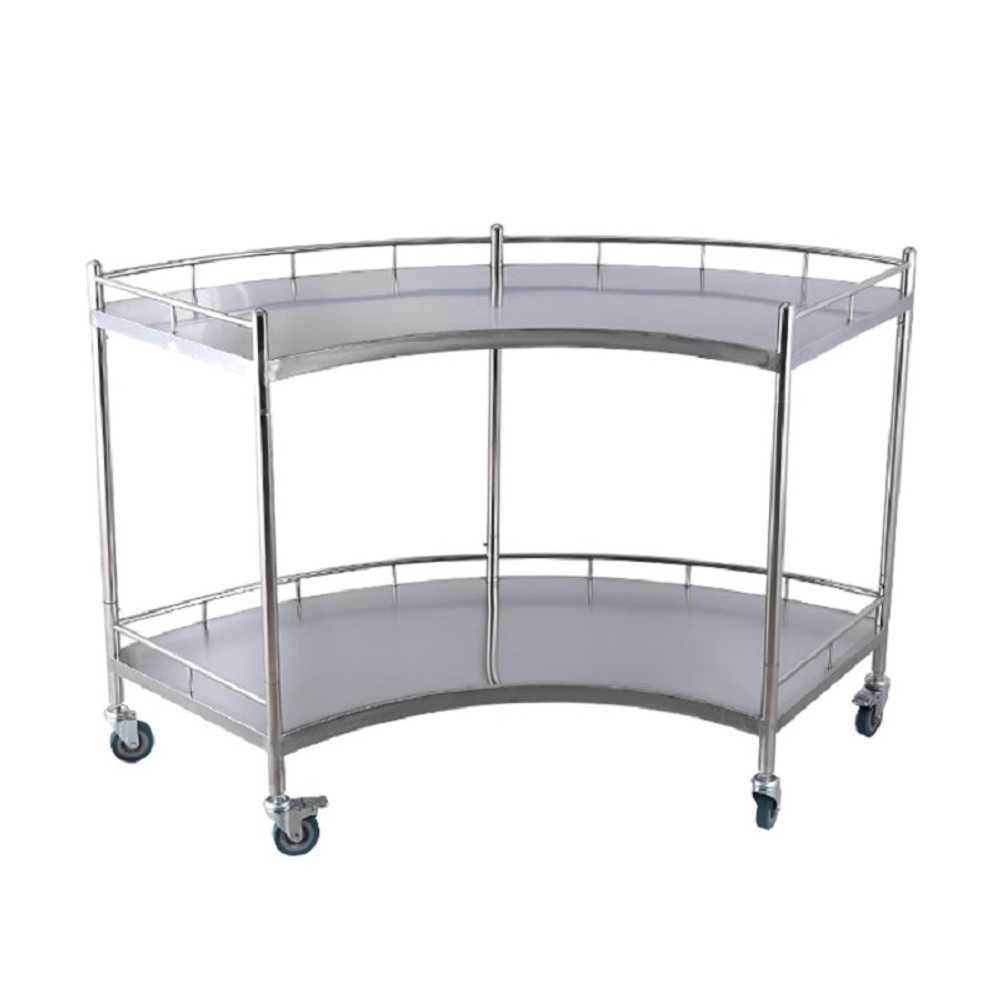 병동 보조카트 곡선 구조 의료 장비 운반 이동 작업대 42x86x100cm - 상품 이미지