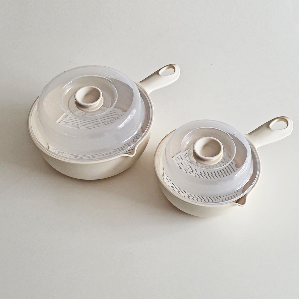 쿠진 국산 BPA-Free 무검출 전자렌지 손잡이 찜기 2종(550ml+1200ml)세트 만두 라면 계란찜 용기 - 상세 이미지 2