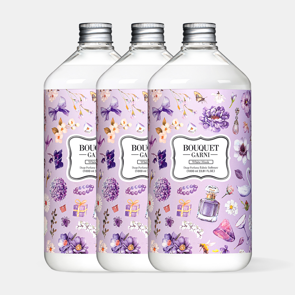 부케가르니 딥퍼퓸 고농축 섬유유연제 1L×3개입 실내건조 대용량 향좋은 화이트머스크 제품 이미지