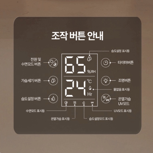 7컬러 무드등 복합식가습기 4L 가정용 UV 간편세척가습기 이미지 8