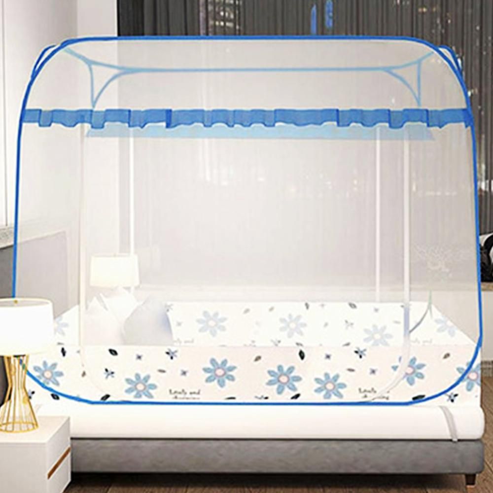 원터치 모기장 200x180cm 블루플라워 아기 공원 - 메인 이미지