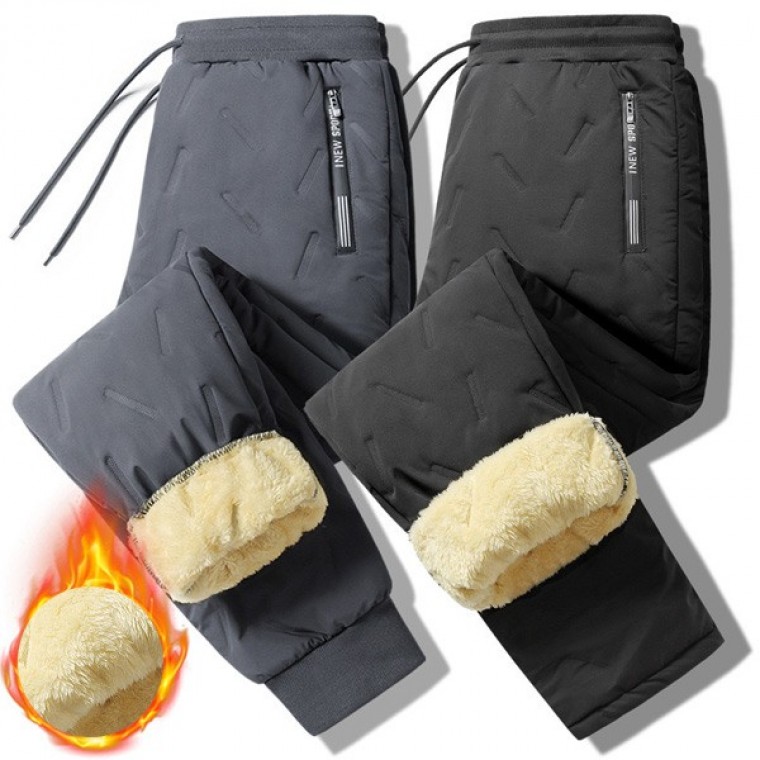 2배두툼+촘촘한 융털패딩바지(2XL- 6XL) 남자기모트레이닝 양털 바지 겨울바지 밴딩바지 - 상품 이미지