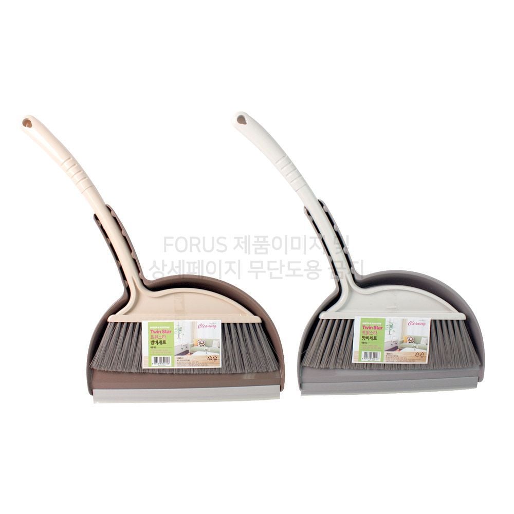트윈 방비 색상 랜덤 긴손잡이 빗자루 쓰레받기 - 상품 이미지