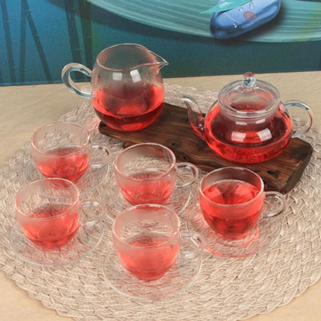 손잡이잔 5인 유리 다기세트 주전자 250ml - 상품 이미지